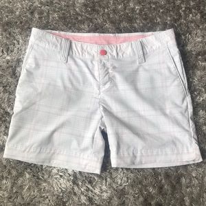 Under Armour golf short. 4. White pink/gray stripe